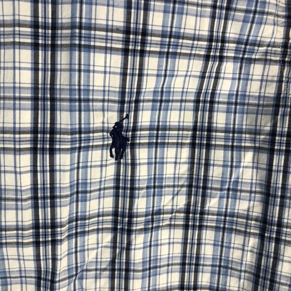 Polo Ralph Lauren Button Down Shirt L Classic Fit Blue Plaid LongSleeve Men B165 - Picture 3 of 5
